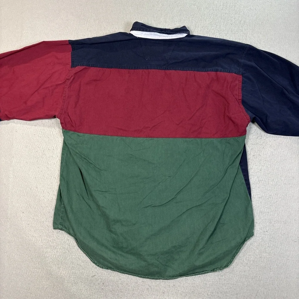 Vintage Ruff Hewn Shirt Mens XLarge‎ Multicolor Crest Logo Button Up 90s
